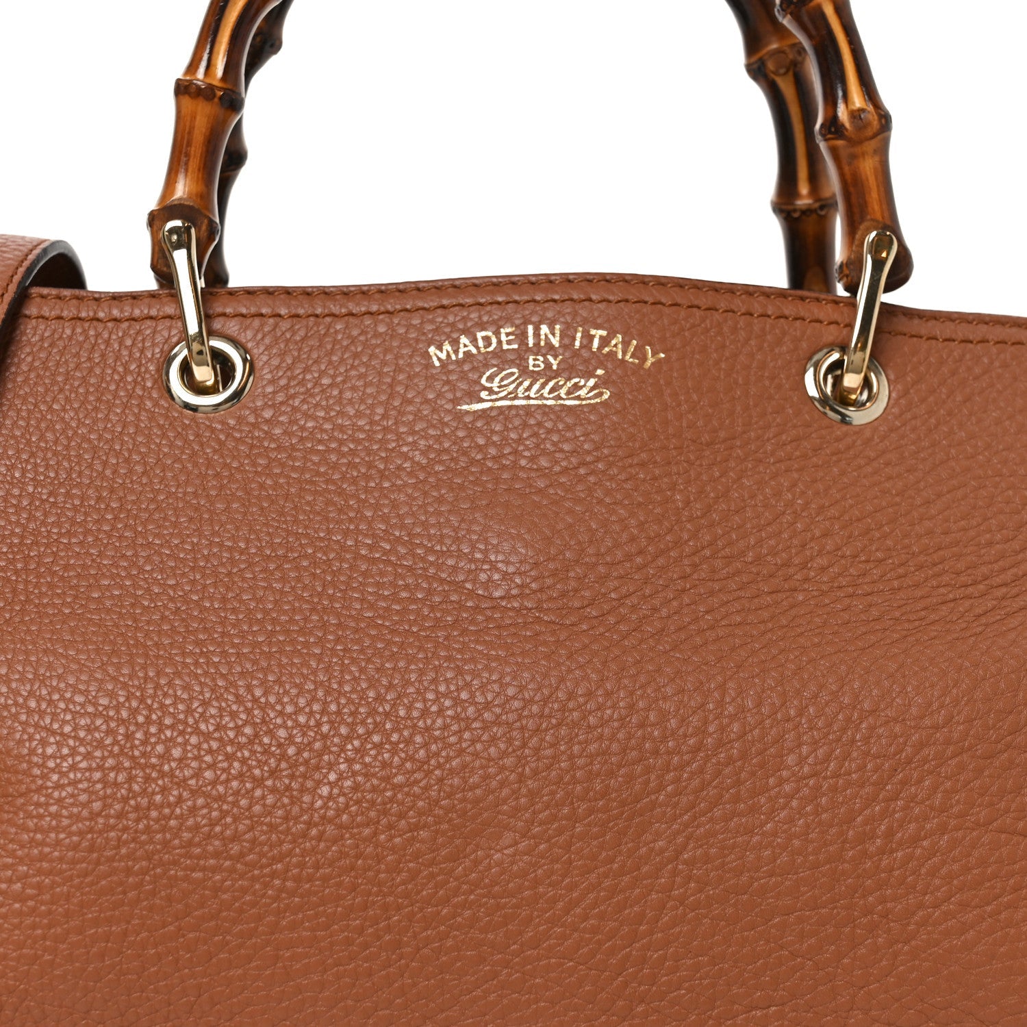 Gucci Pebbled Calfskin Medium Bamboo Shopper Tote Acero