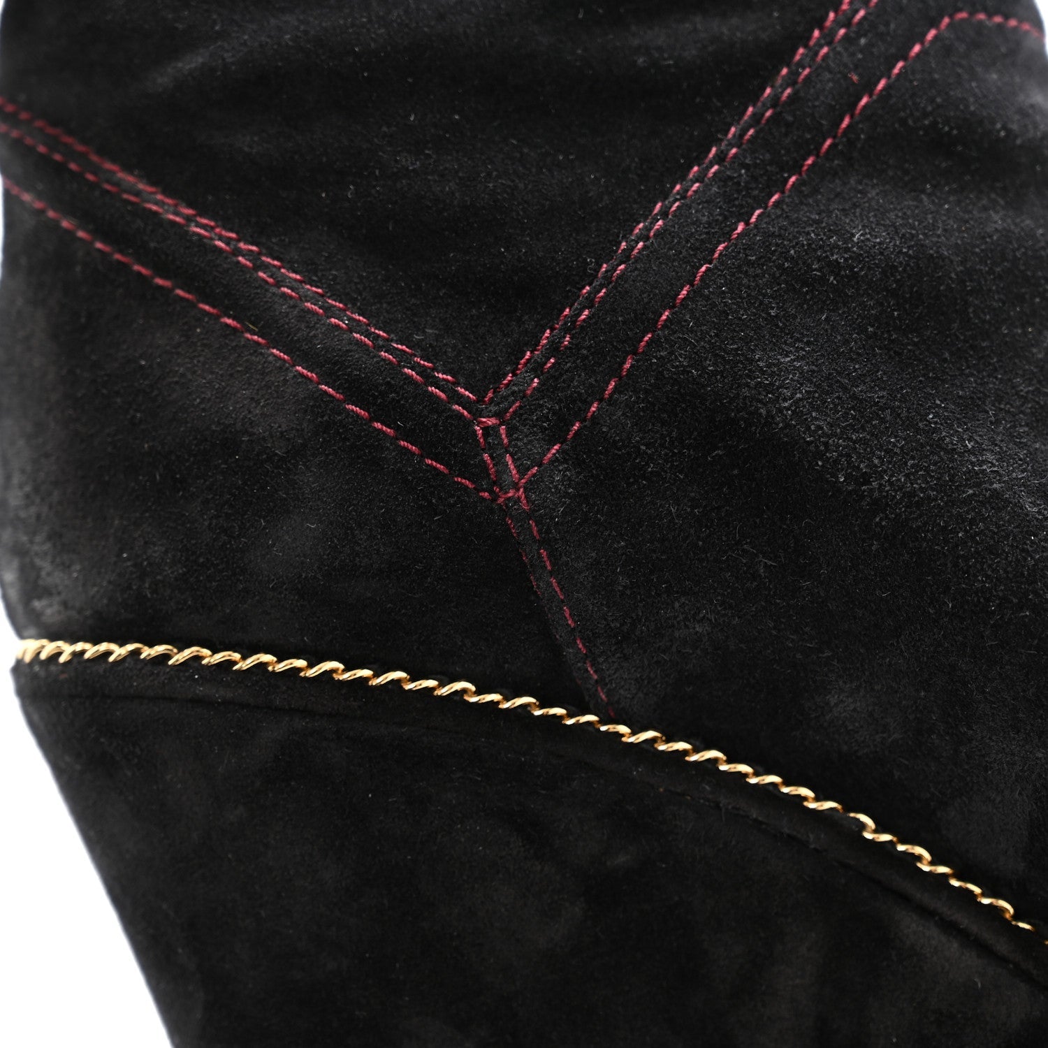 Chanel Suede Calfskin Chain Around High Boots 41 Black