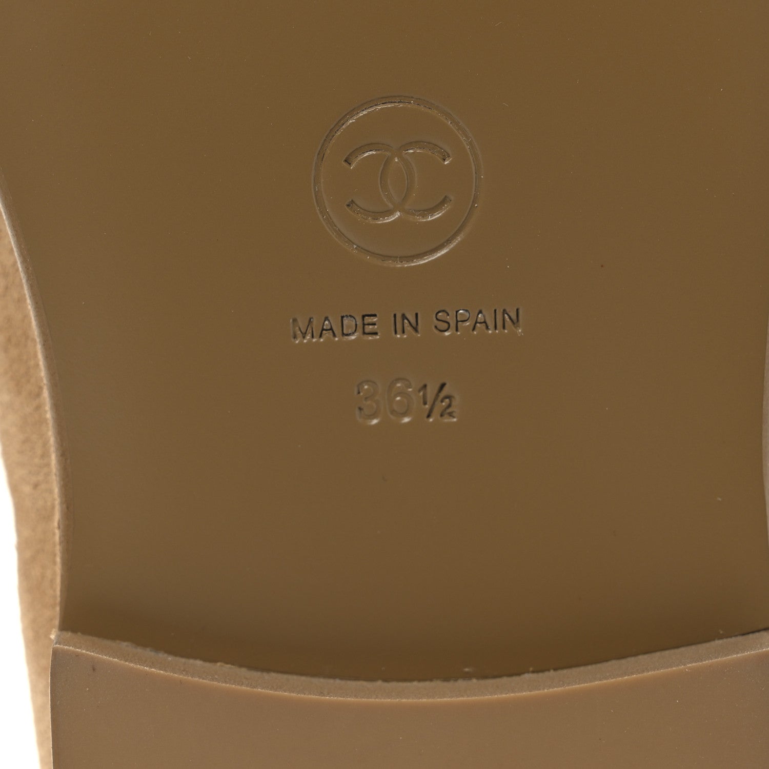 Chanel Suede Calfskin CC Loafers 36.5 Dark Beige