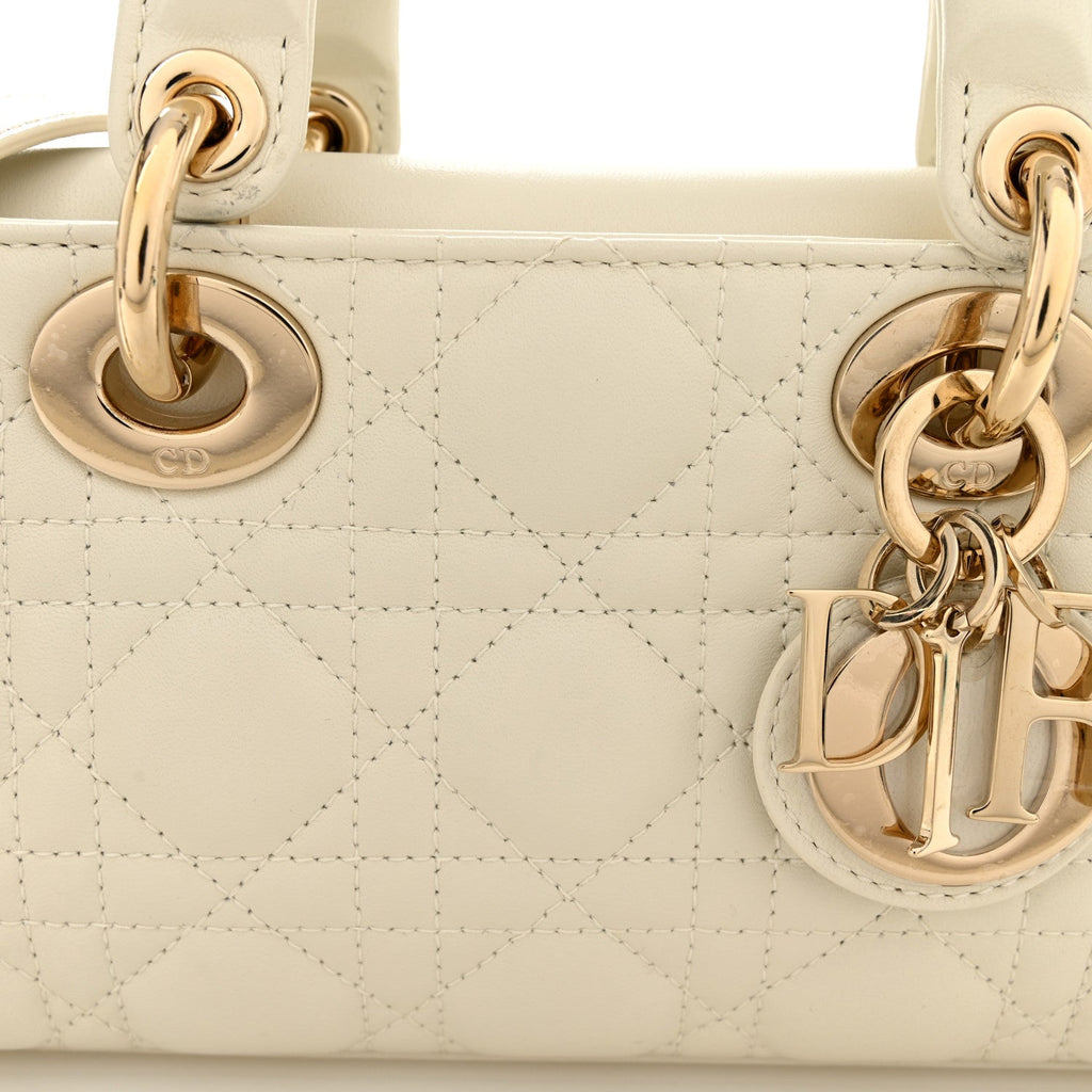 Christian Dior Lambskin Cannage Small Lady D-Joy Latte