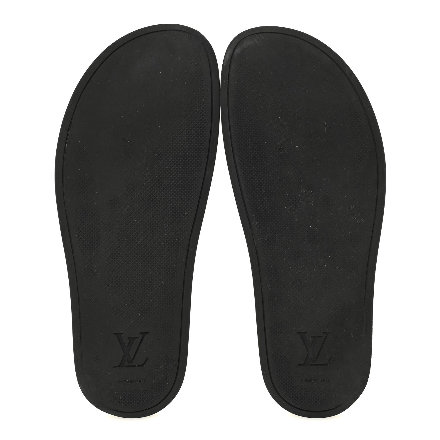 Louis Vuitton Rubber Embossed Monogram Mens Waterfront Mules 7.5 Black