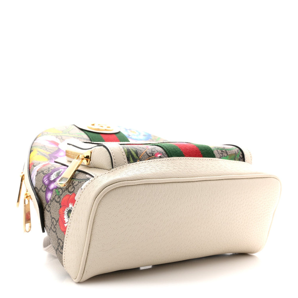 Gucci GG Supreme Monogram Flora Web Small Ophidia Day Backpack White