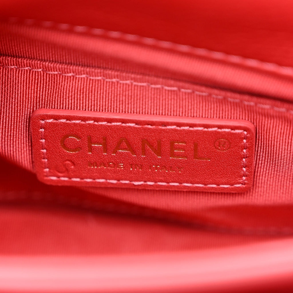 Chanel Metallic Calfskin Quilted Top Handle Flap Dark Pink