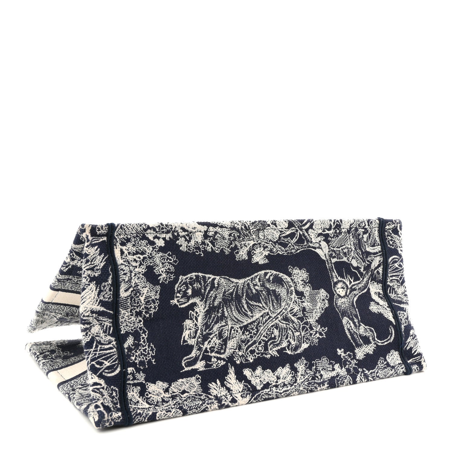 Christian Dior Canvas Embroidered Medium Dioriviera Toile De Jouy Book Tote Blue
