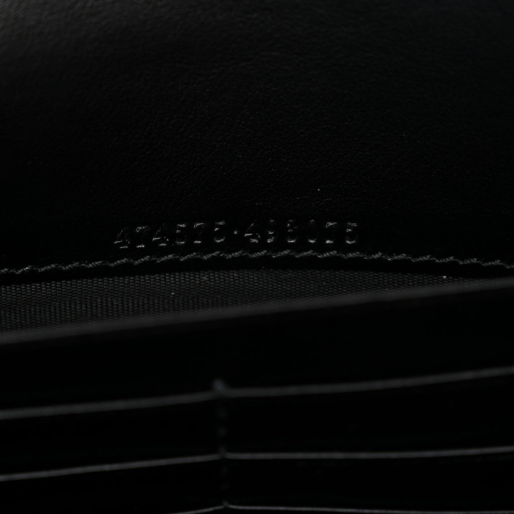 Gucci Calfskin Matelasse GG Marmont Chain Wallet Black