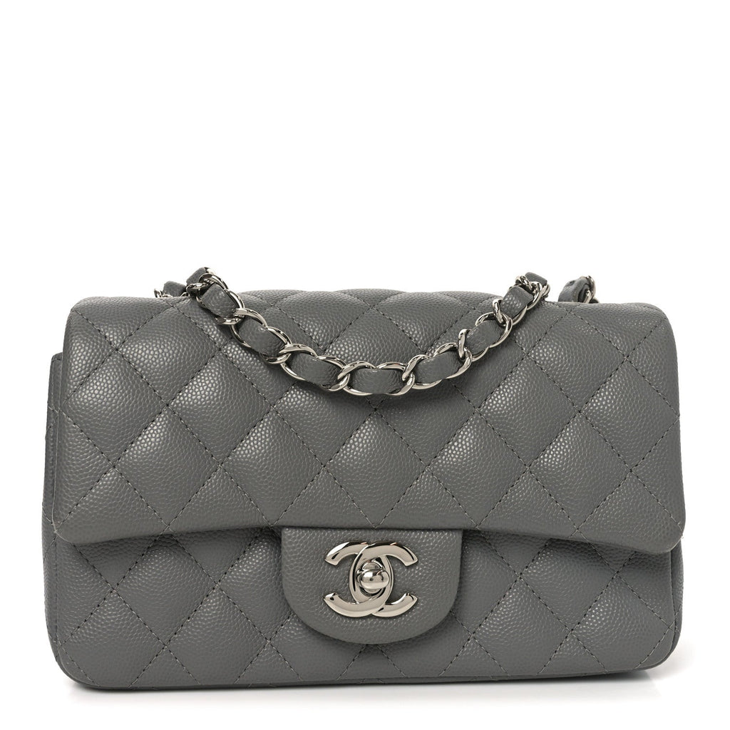Chanel Caviar Quilted Mini Rectangular Flap Grey