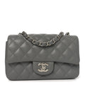 Chanel Caviar Quilted Mini Rectangular Flap Grey