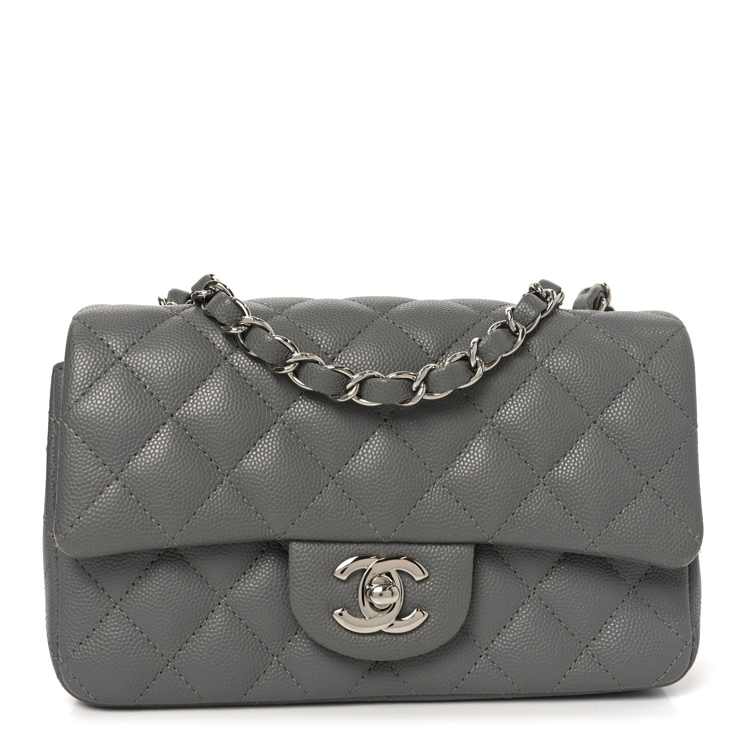 Chanel Caviar Quilted Mini Rectangular Flap Grey