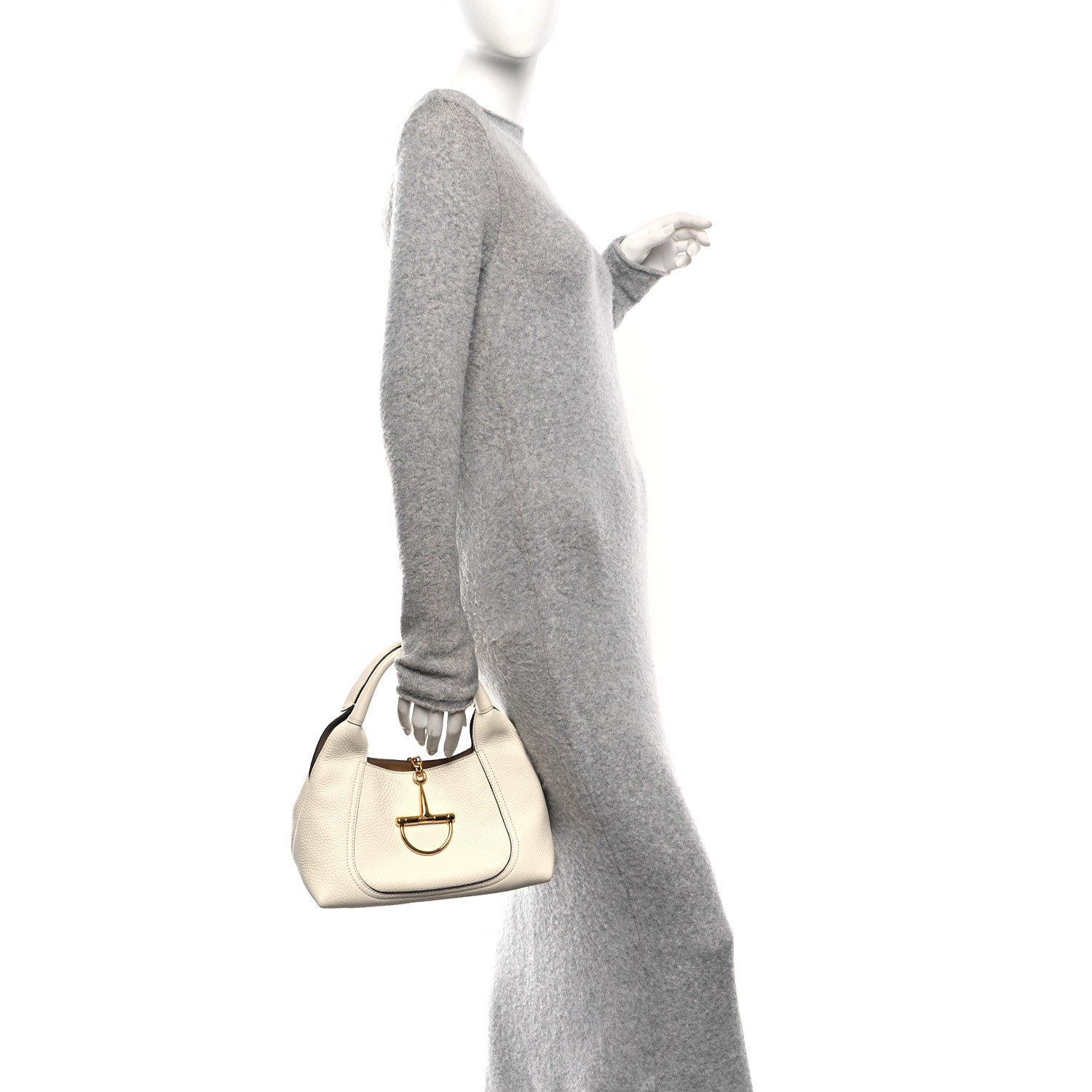 Gucci Grained Calfskin Softbit Medium Shoulder Bag White