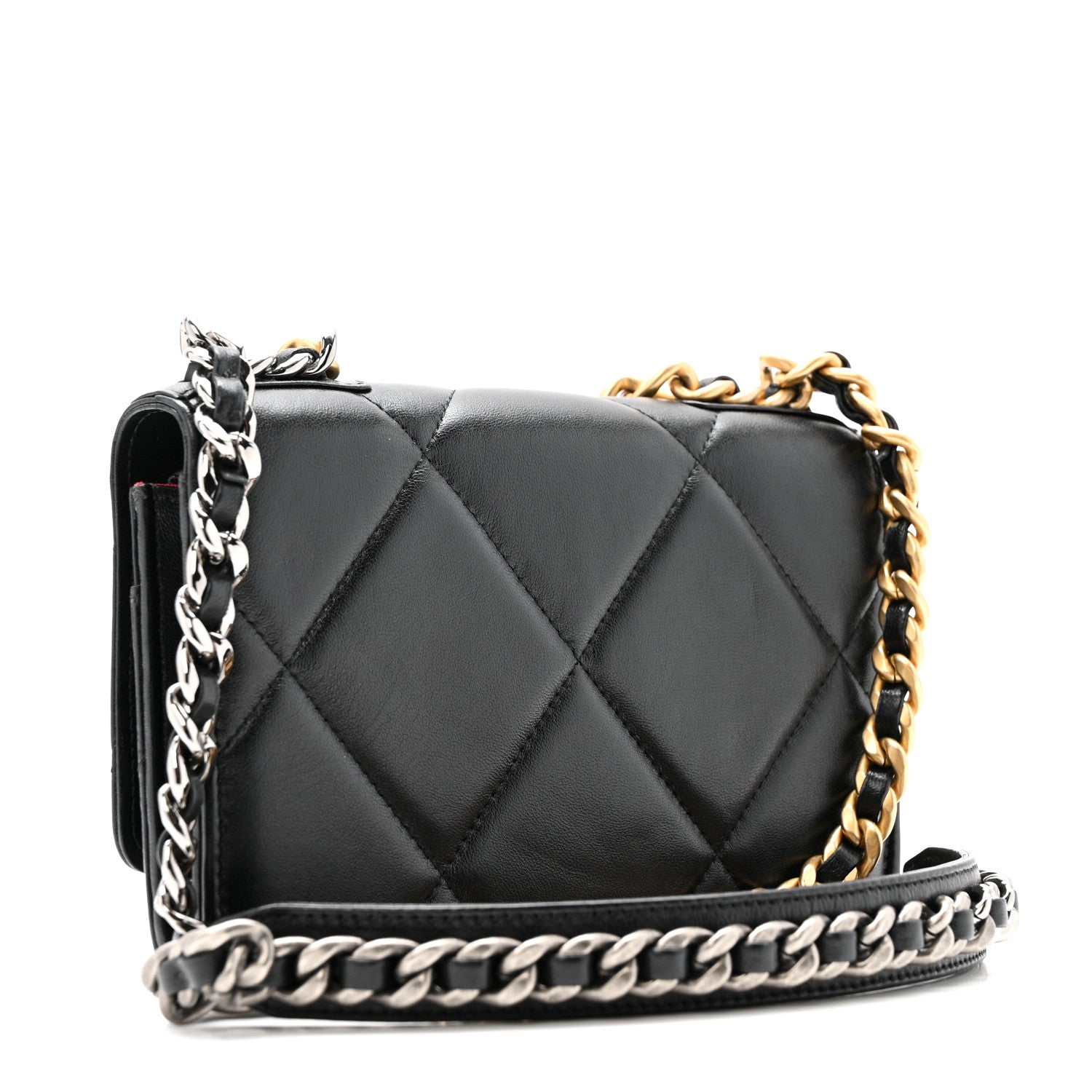 Chanel Lambskin Quilted Chanel 19 Wallet On Chain WOC Black