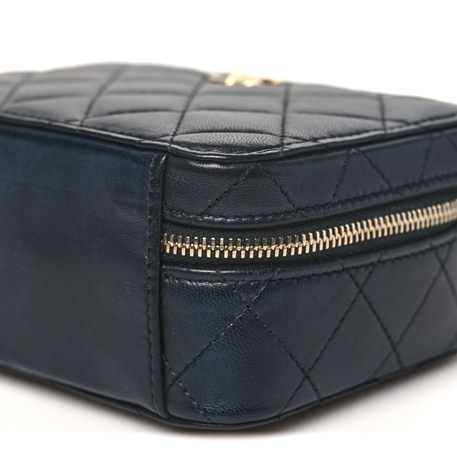 Chanel Lambskin Quilted Small Trendy CC Camera Case With Chain Navy