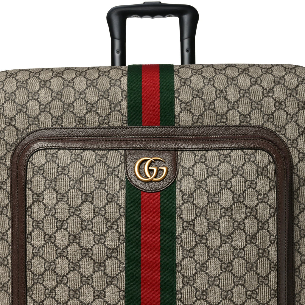 Gucci GG Supreme Monogram Web Medium Savoy Trolley Beige Ebony