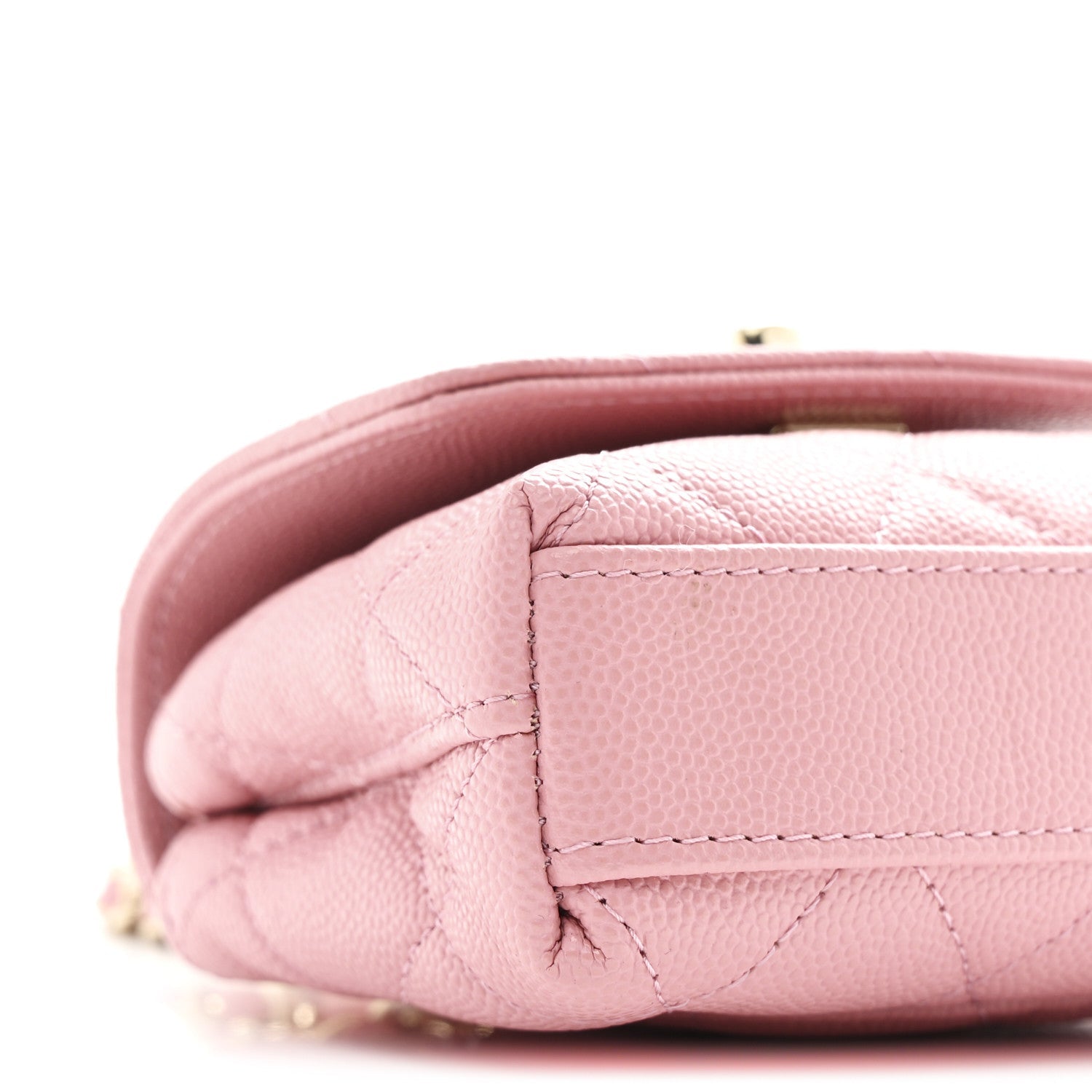 Chanel Caviar Quilted Nano Coco Handle Clutch With Chain Pink