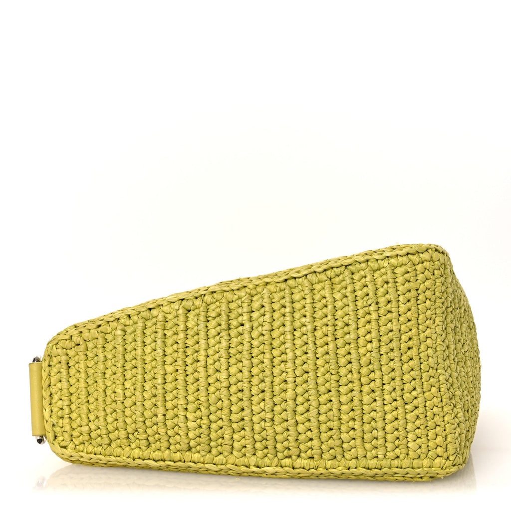 Prada Yarn Raffia Effect Crochet Triangle Shoulder Bag Giallo