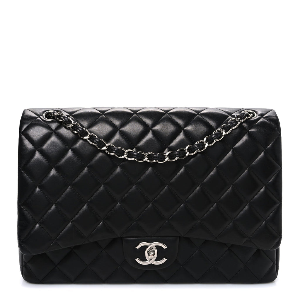 Chanel Lambskin Quilted Maxi Double Flap Black