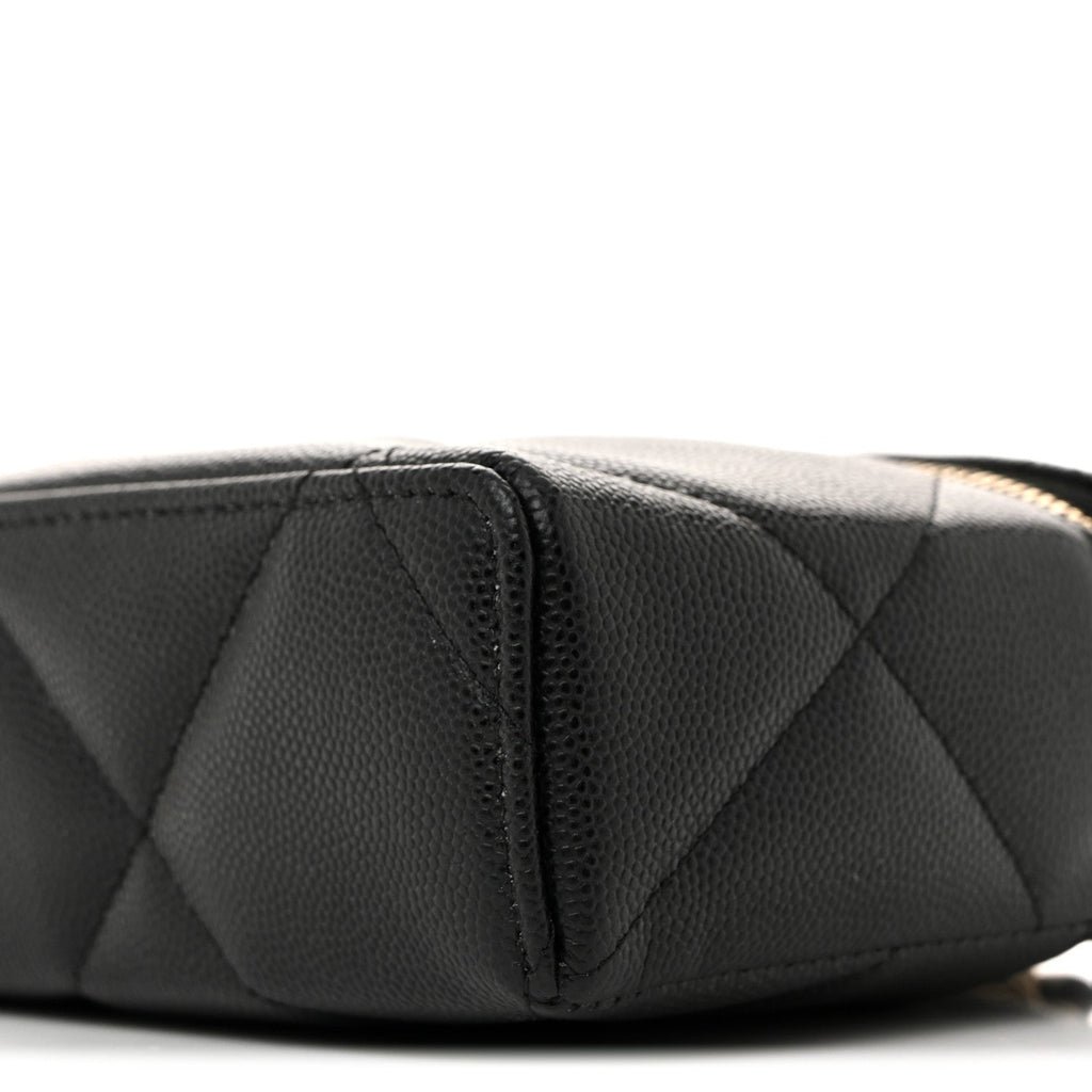 Chanel Caviar Quilted Top Handle Slim Vanity With Chain Black