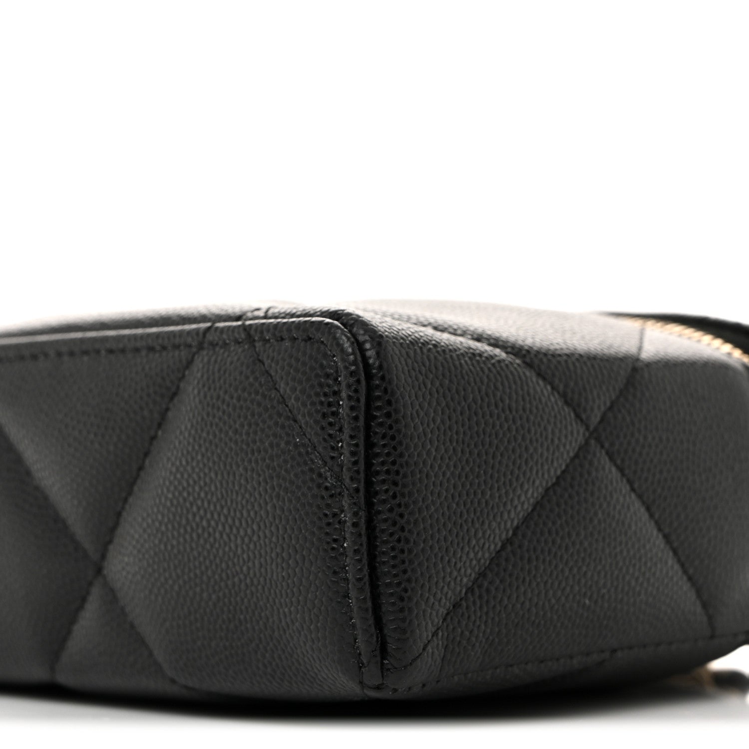 Chanel Caviar Quilted Top Handle Slim Vanity With Chain Black