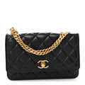 Chanel Lambskin Quilted Pillow Crush Wallet On Chain WOC Black