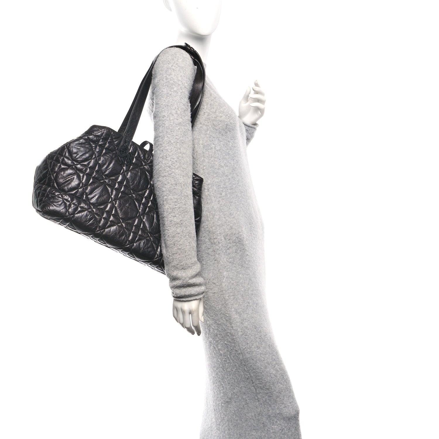 Christian Dior Crinkled Calfskin Macrocannage Large Toujours Black