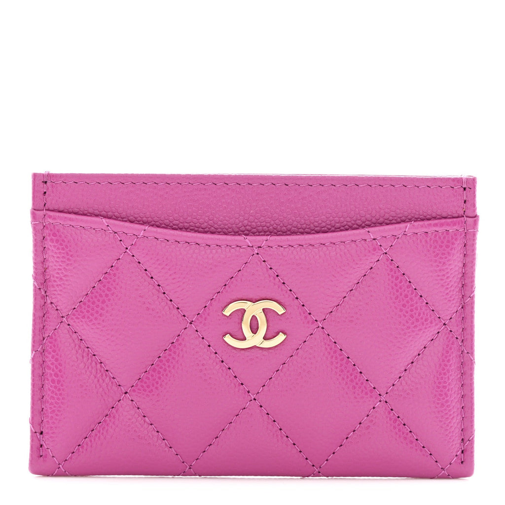 Caviar Quilted Card Holder Purple