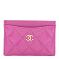 Caviar Quilted Card Holder Purple