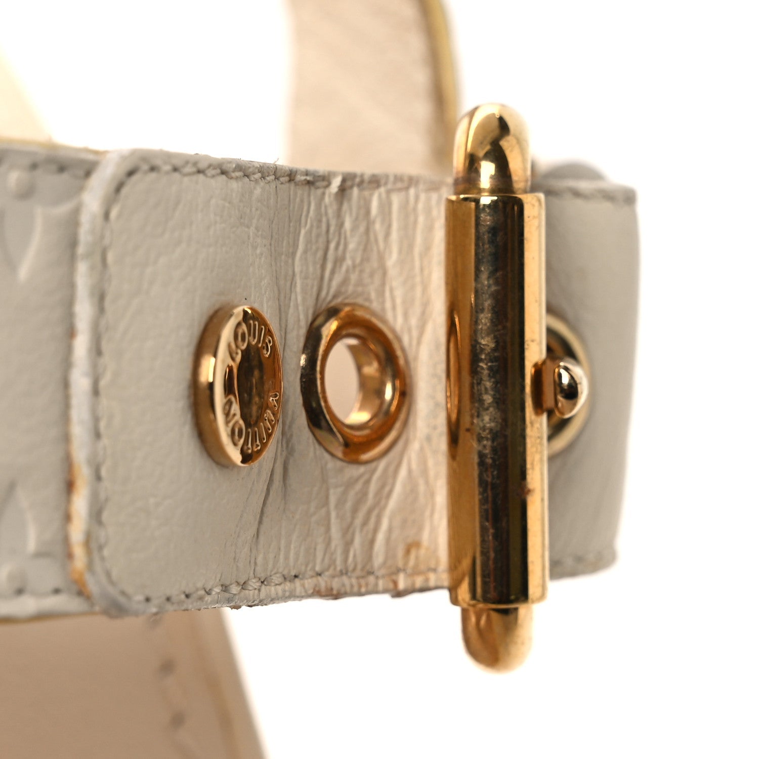 Louis Vuitton Calfskin Monogram Embossed Espadrille Wedge Sandals 36 White