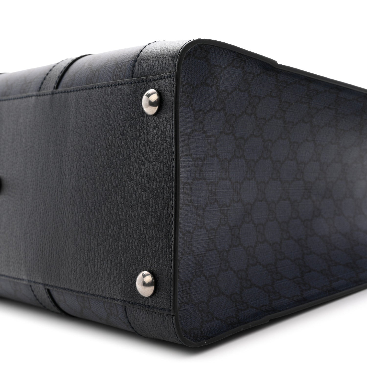 Gucci GG Supreme Monogram Textured Dollar Calfskin Large Ophidia Tote Bag Black Blue