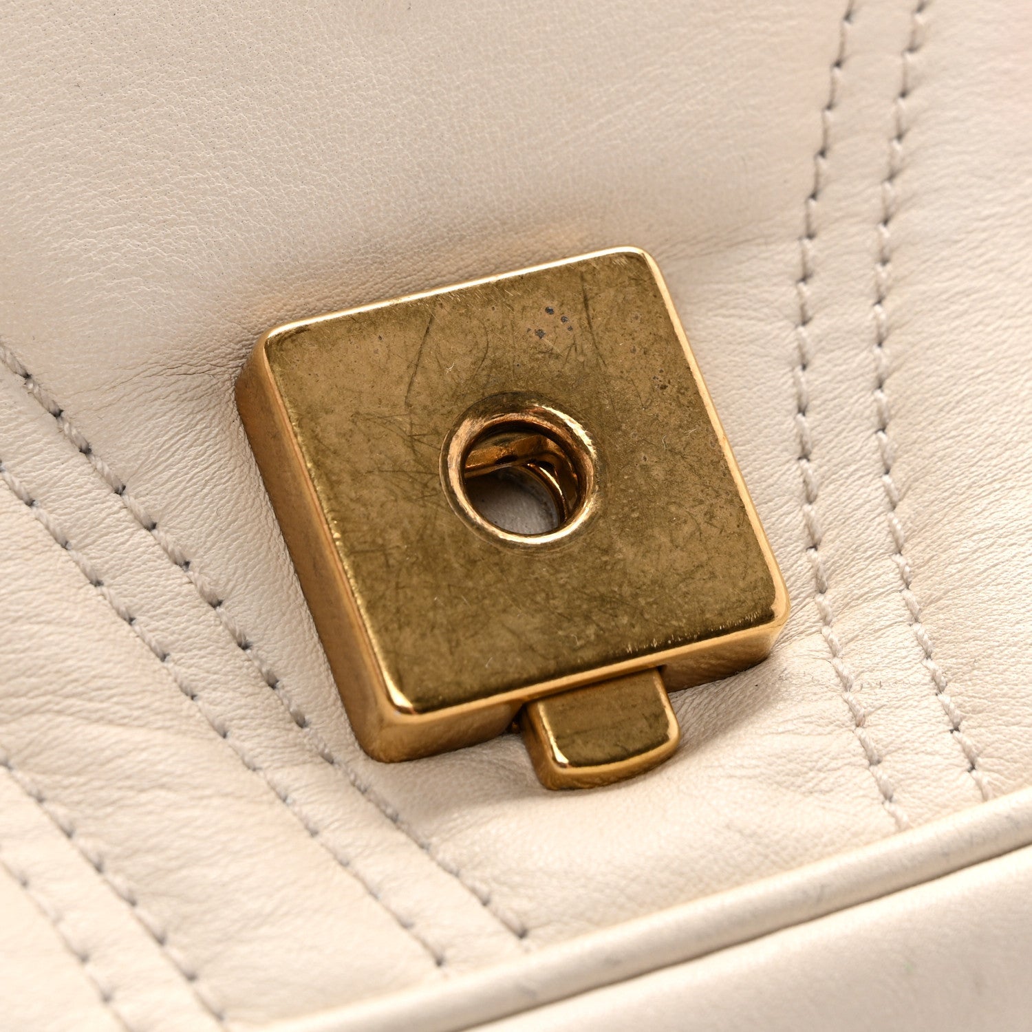 Gucci Calfskin Matelasse Small GG Marmont Shoulder Bag White