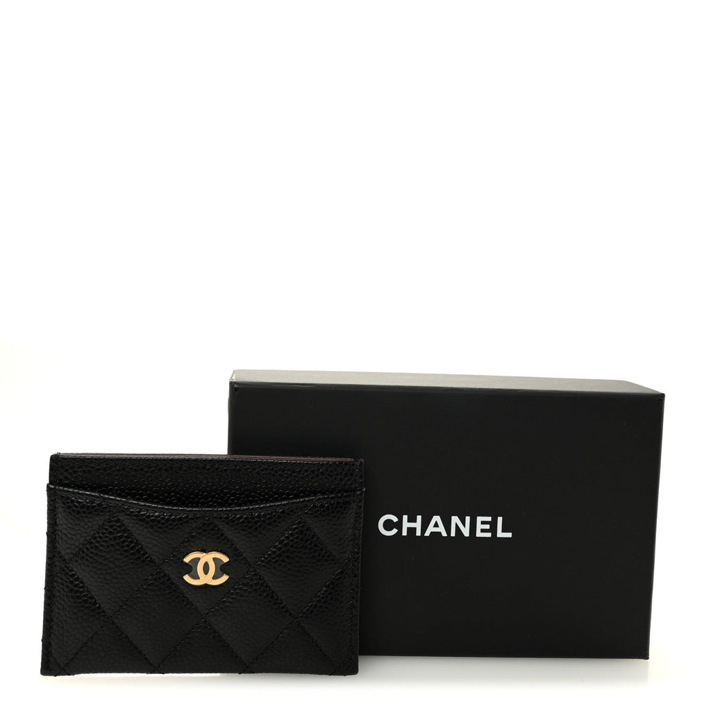 Caviar Quilted Card Holder Black