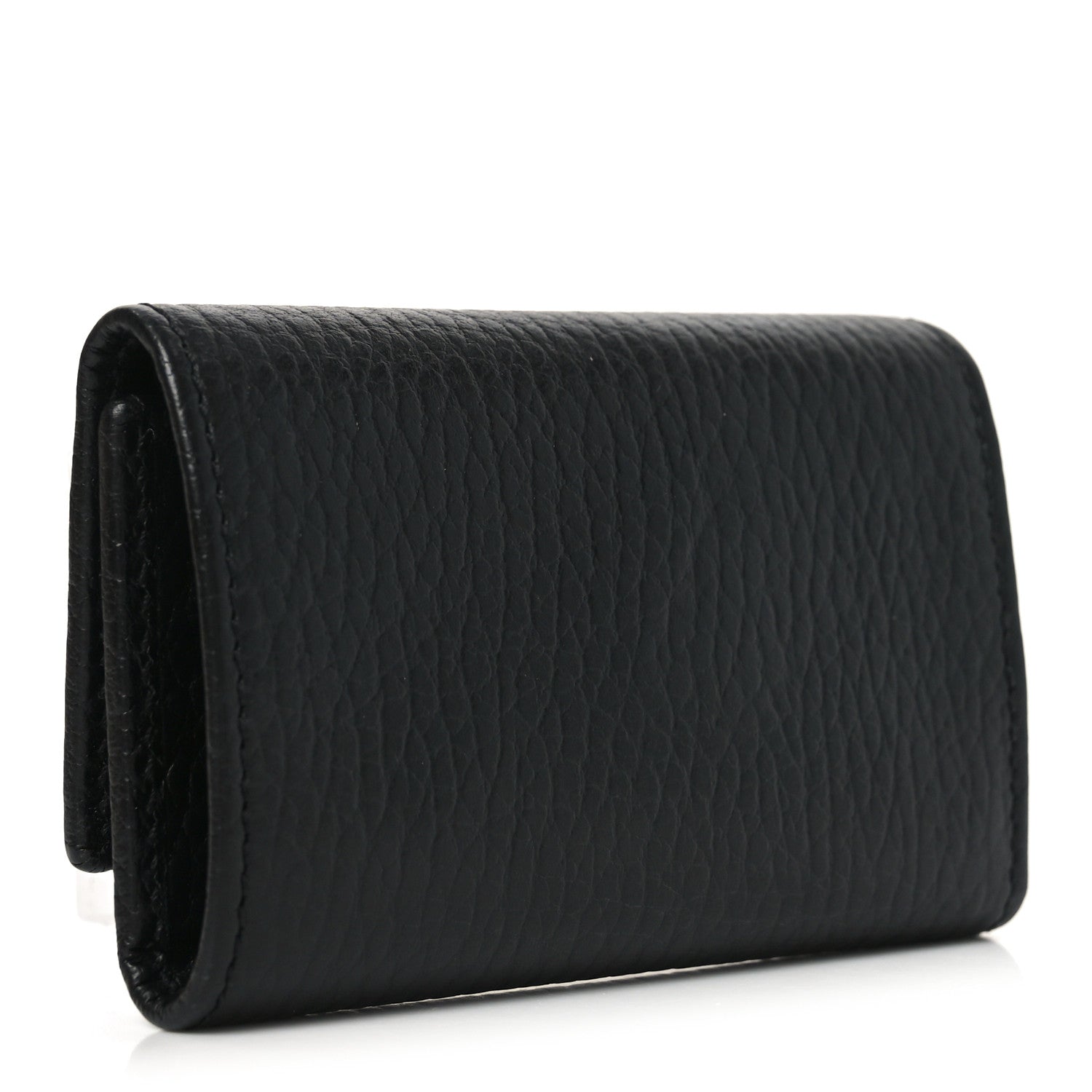 Gucci Pebbled Calfskin GG Marmont 6 Key Holder Black