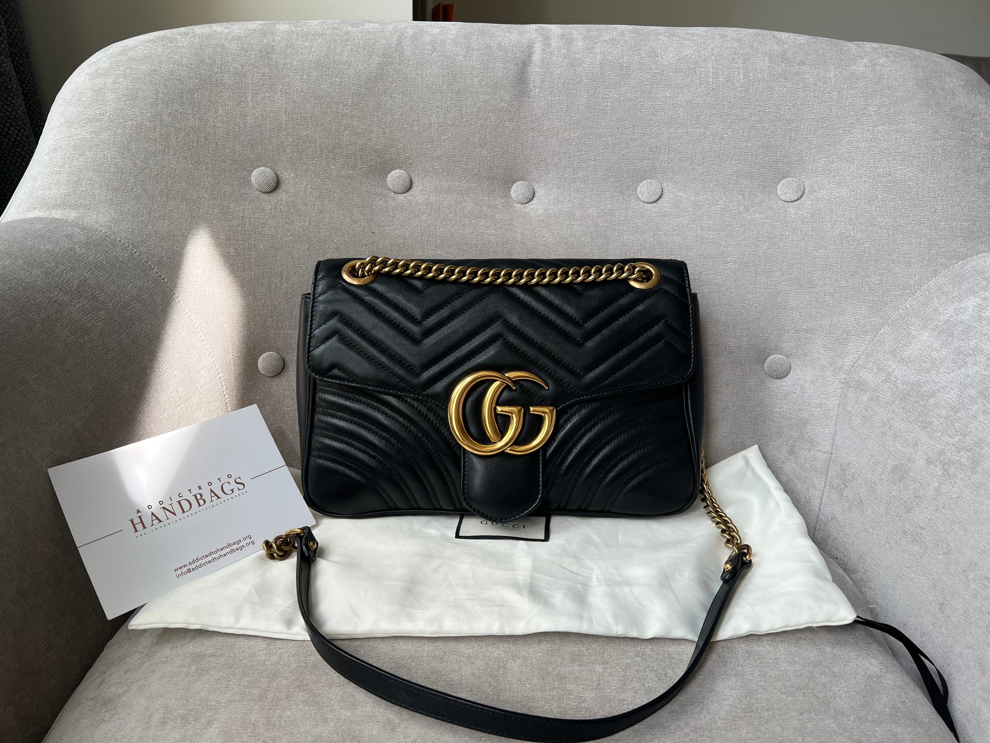 Gucci GG Black Marmont Medium Shoulder Bag