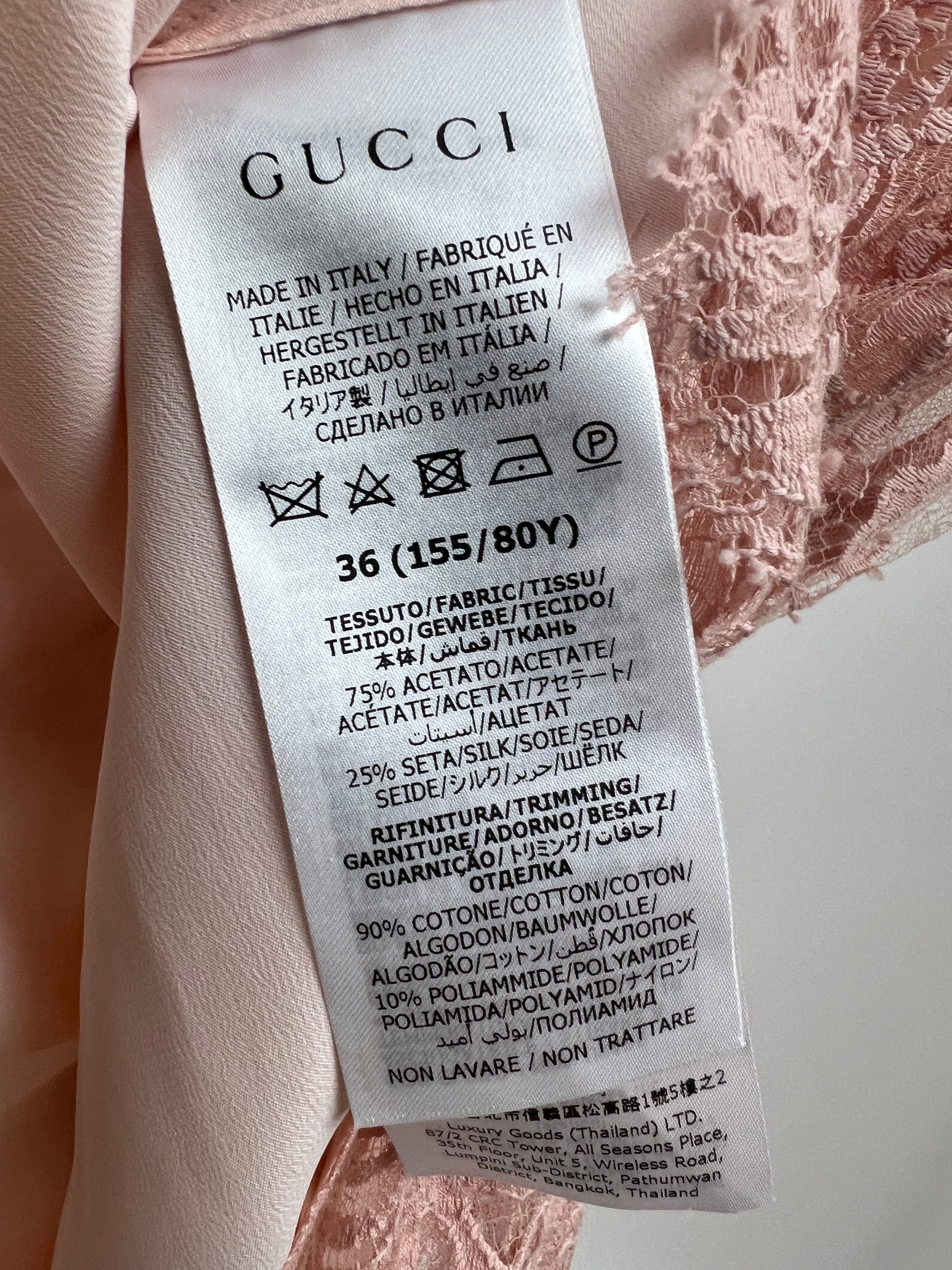 Gucci Pink Lace Mini Dress with Belt Detail Size IT 36 (UK 8)