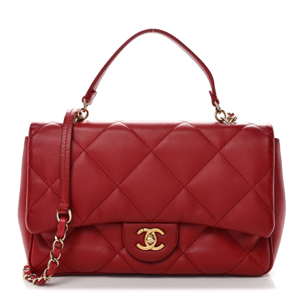 Chanel Lambskin Quilted Easy Carry Flap Red