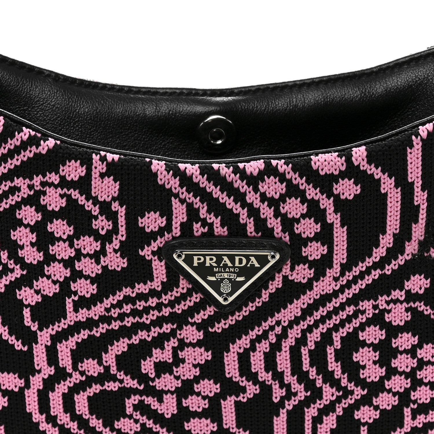 Prada Maglia Jacquard Cleo Shoulder Bag Black Rosa
