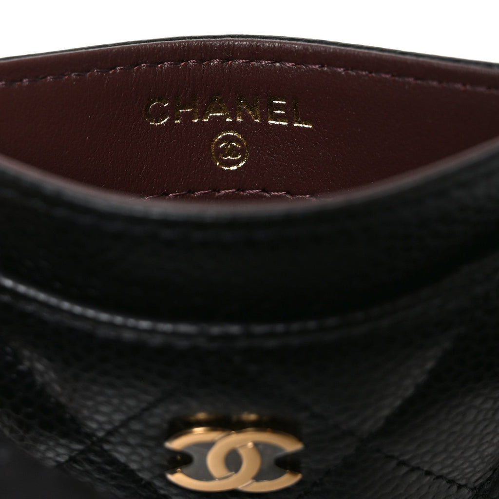 Caviar Quilted Card Holder Black