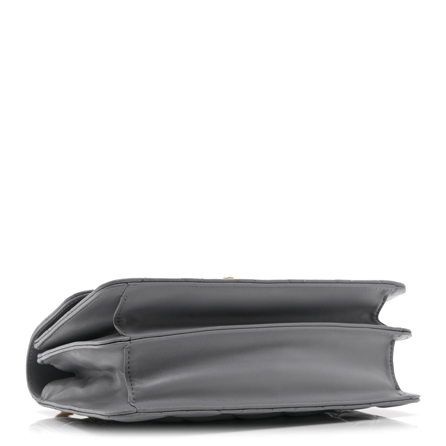 Chanel Caflskin Quilted Dual Handle Chain Flap Bag Grey