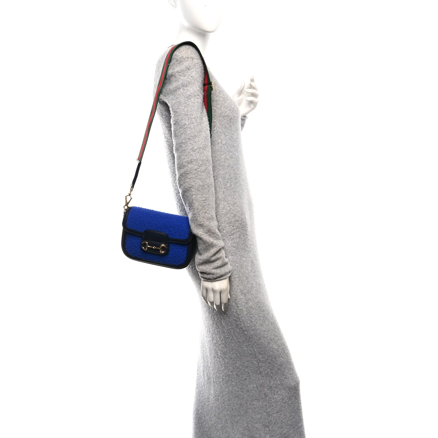 Gucci Casy Wool Azalea Calfskin Mini Horsebit 1955 Shoulder Bag Blue China