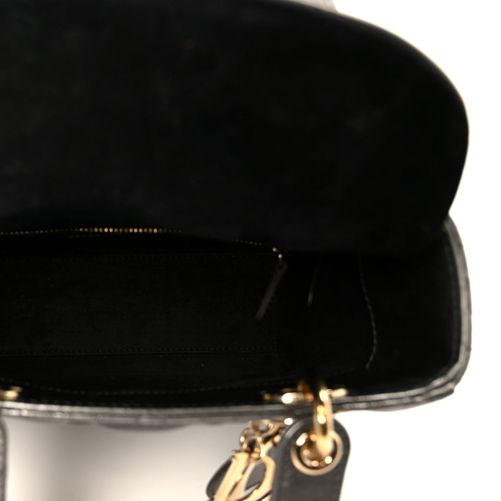 Christian Dior Metallic Lambskin Cannage Small My ABCDior Lady Dior Dark Silver