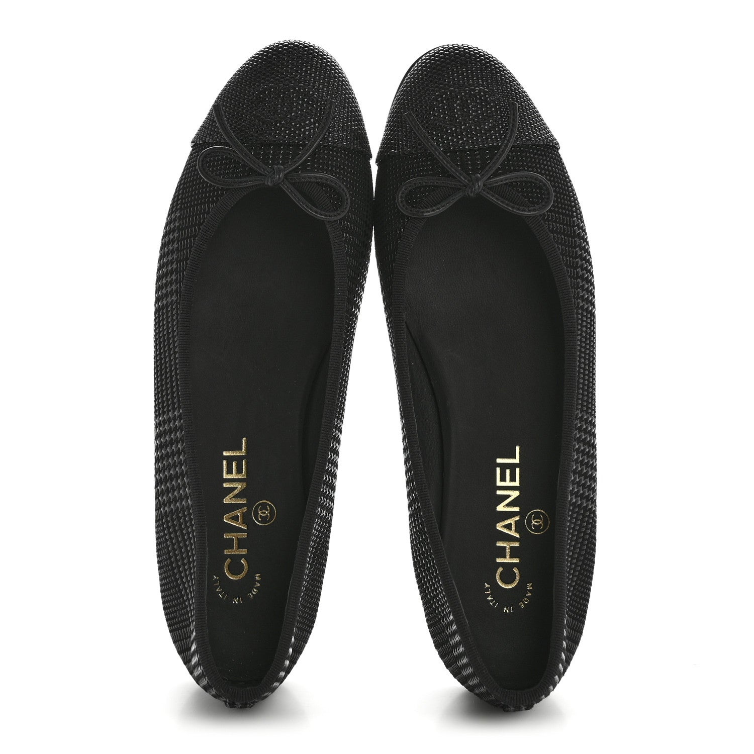 Chanel Suede Kidskin Cap Toe CC Ballerina Flats 39 Black