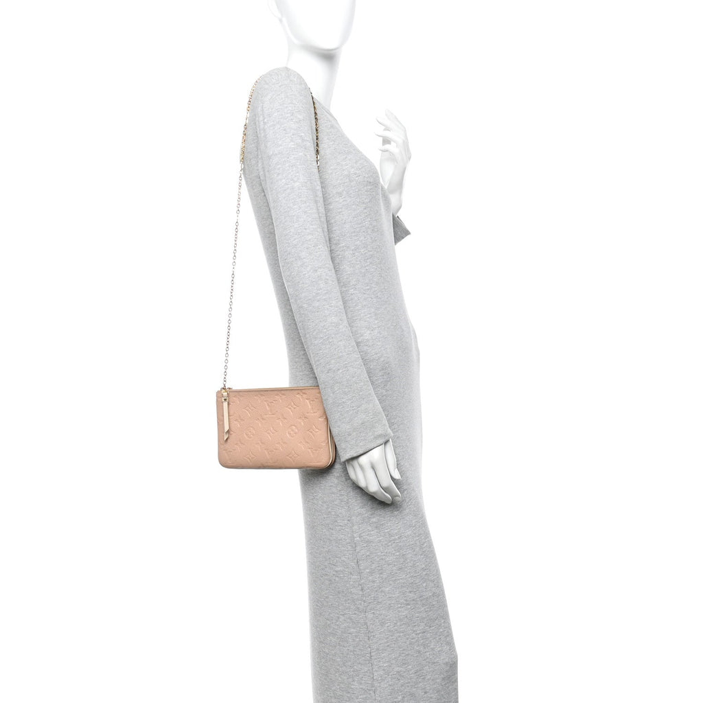 Louis Vuitton Empreinte Double Zip Pochette Beige Rose Creme