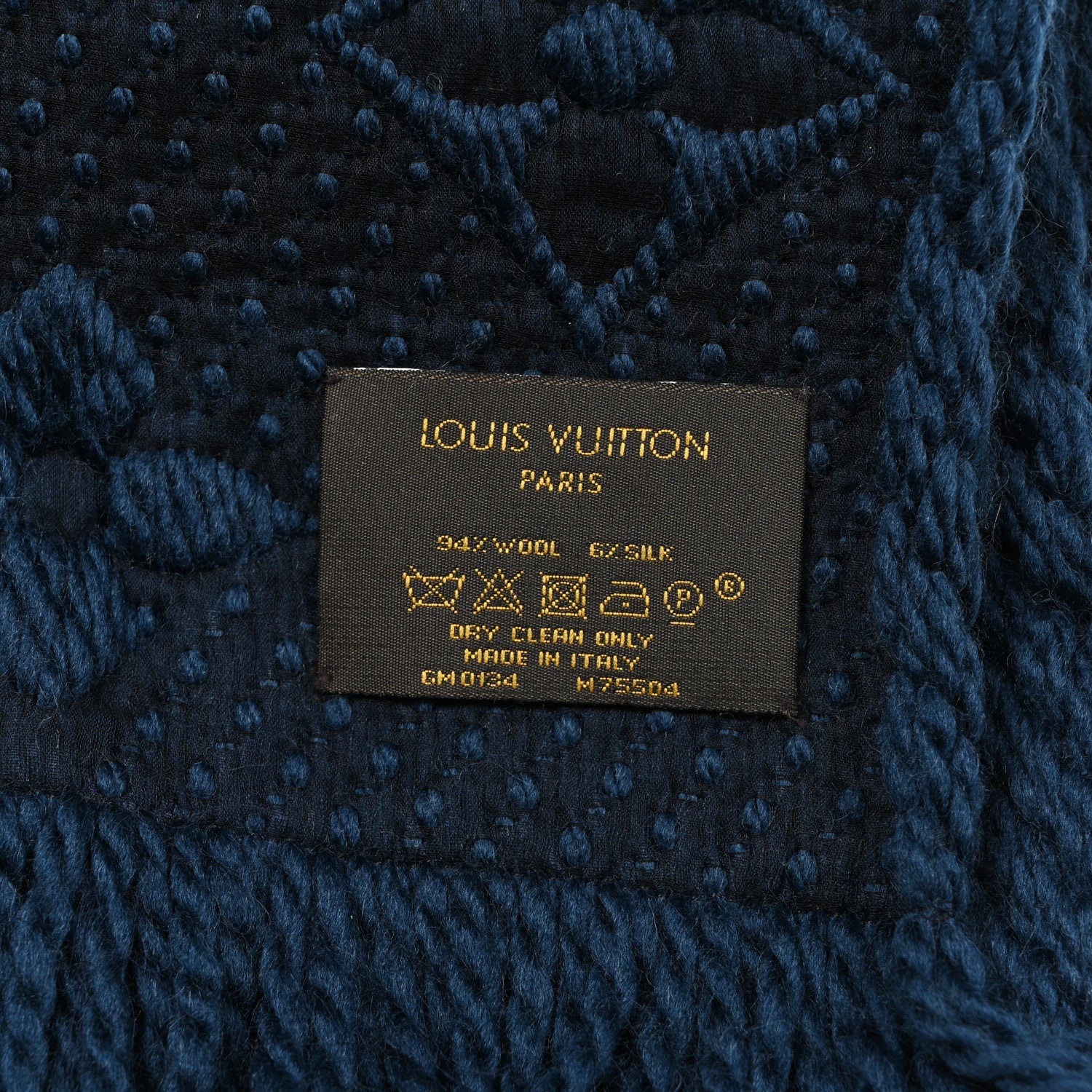 Louis Vuitton Wool Silk Logomania Scarf Denim Dark