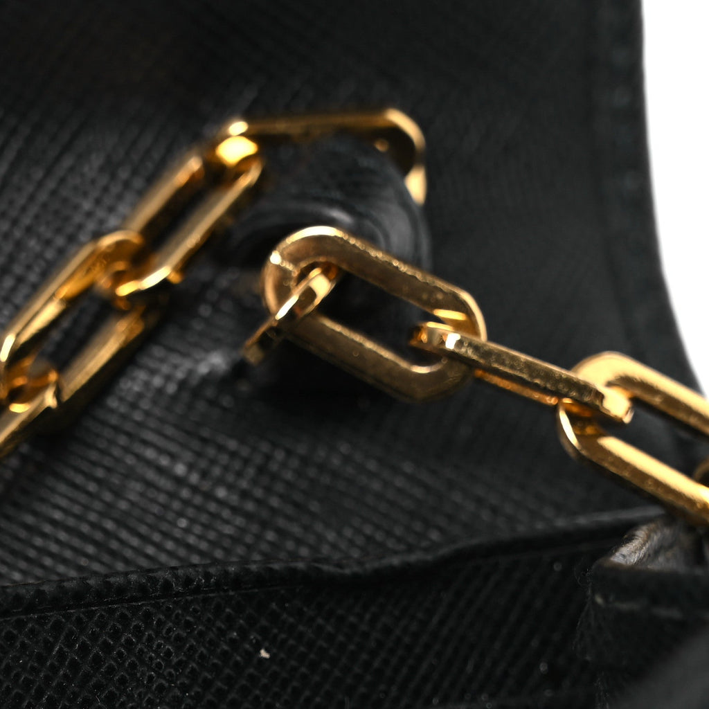 Prada Saffiano Metal Large Chain Wallet Black