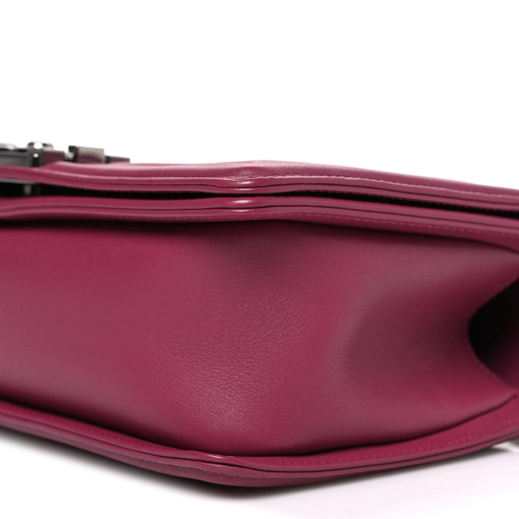 Chanel Lambskin Chevron Quilted Medium Boy Flap Dark Pink