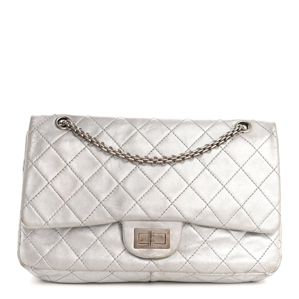 Chanel Metallic Lambskin Quilted 2.55 Reissue 227 Flap Silver
