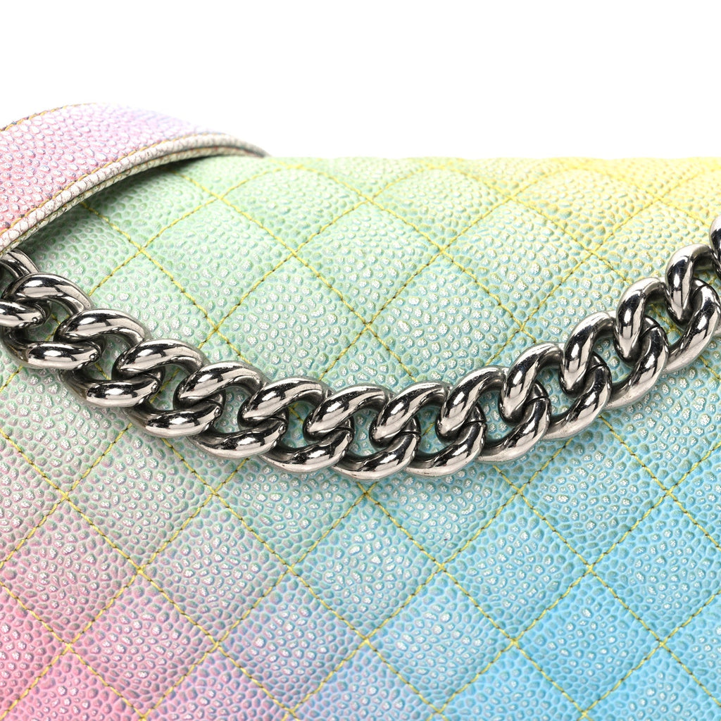 Chanel Caviar Quilted Medium Cuba Rainbow Boy Flap Multicolor
