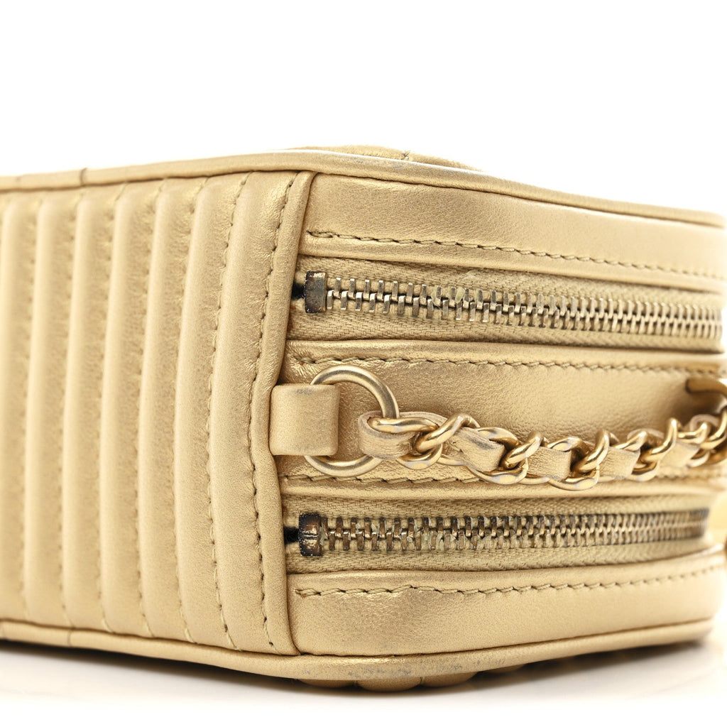 Chanel Metallic Lambskin Mini Coco Boy Camera Case Gold