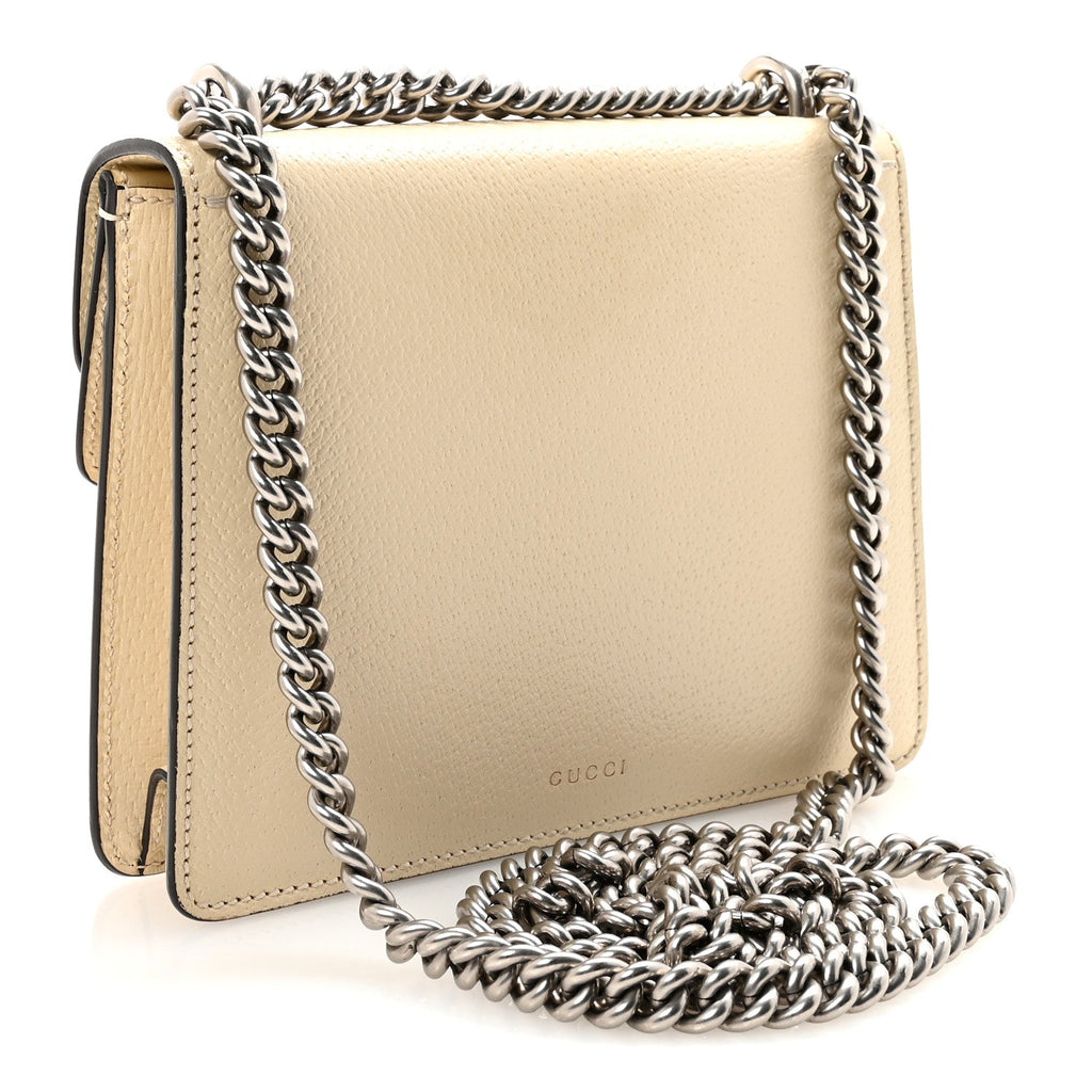 Gucci Textured Calfskin Crystal Mini Dionysus Shoulder Bag Mystic White