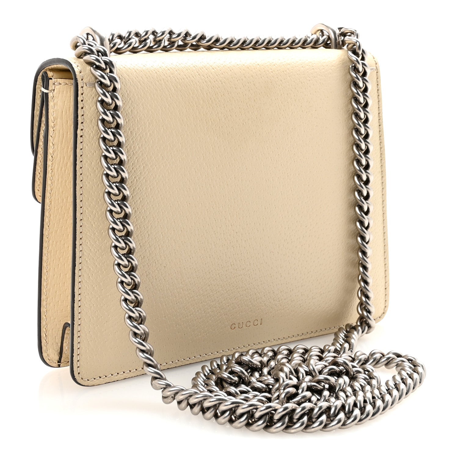 Gucci Textured Calfskin Crystal Mini Dionysus Shoulder Bag Mystic White