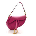 Christian Dior Grained Calfskin Saddle Bag With Strap Fuchsia