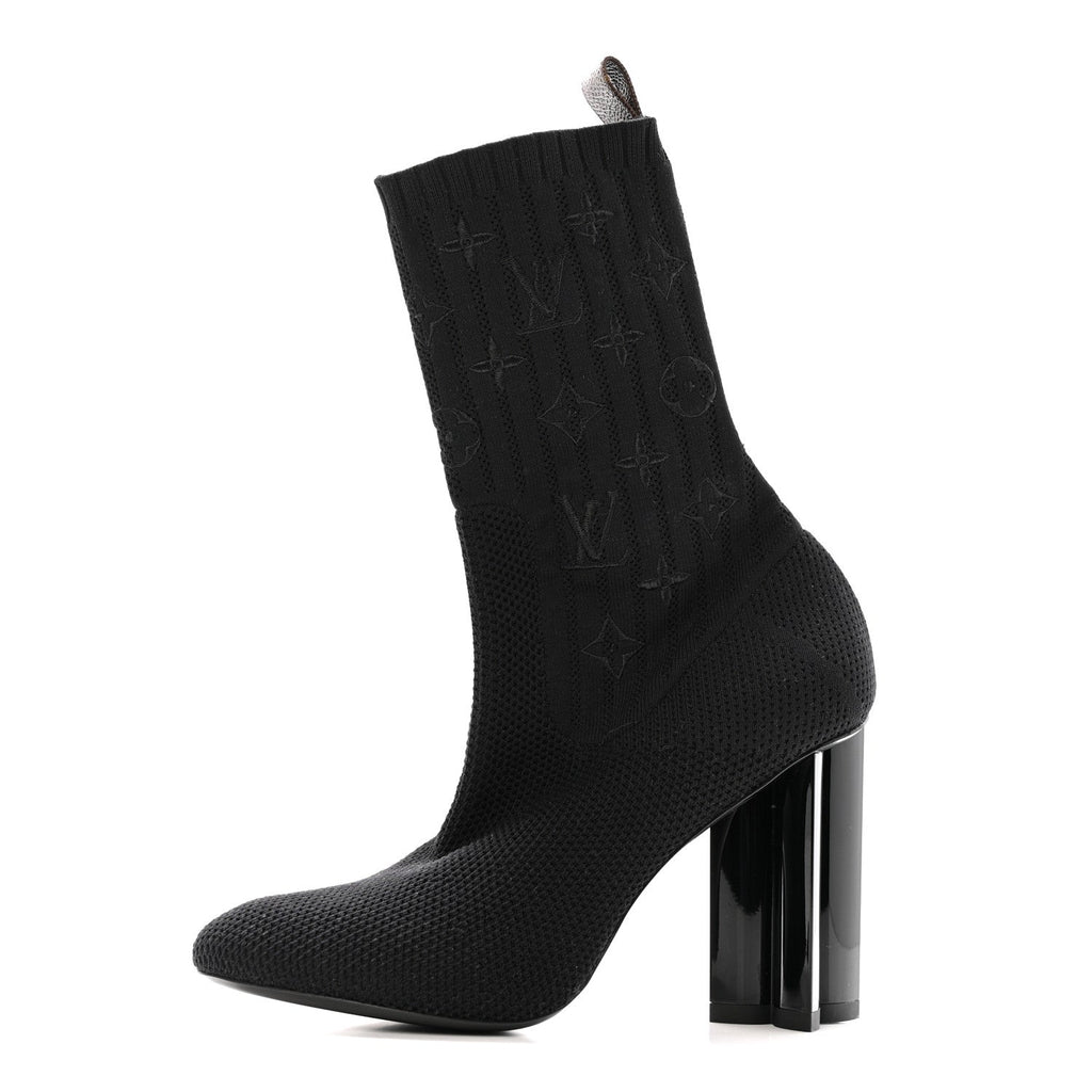 Louis Vuitton Monogram Stretch Fabric Silhouette Ankle Boots 37 Black
